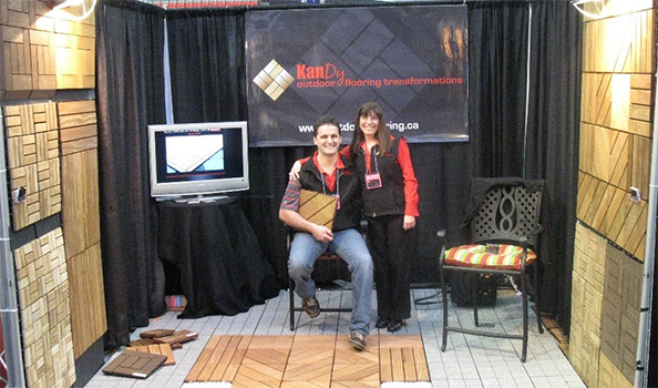 Kelly and Doug Niessen launch KANDY outdoor flooring at the B.C. Home Show