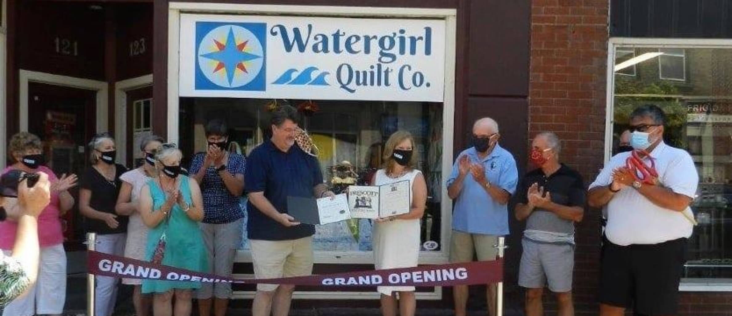 The exterior of Watergirl Quilt Co. store during the grand opening. 