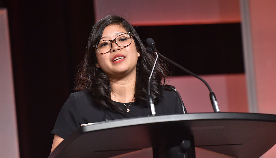 Jessica Ching, Co-founder and CEO of Eve Medical, proudly accepted the Social Impact Award.