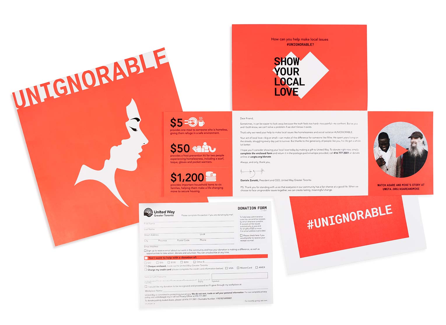 Direct mail piece for Unignorable.