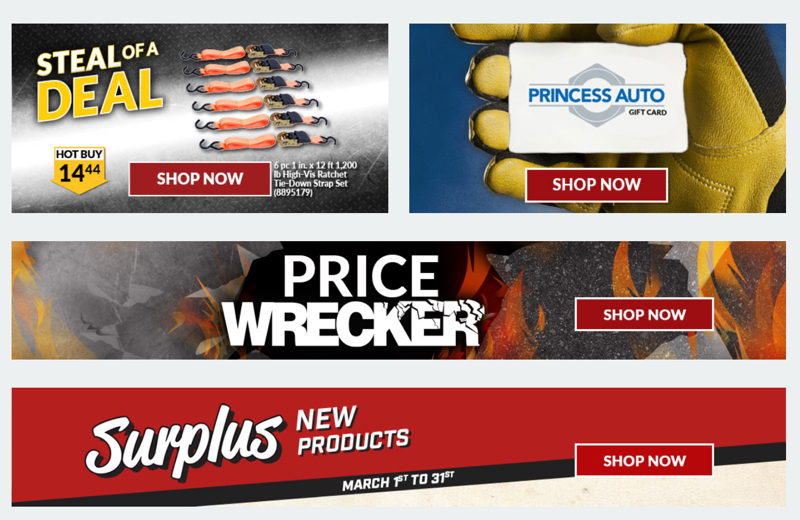 Several online banners promote deals and gift cards for e-merchants.